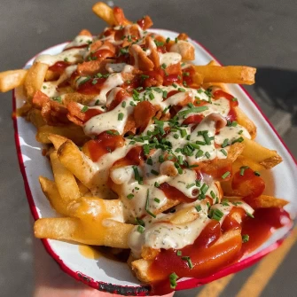 french fries At V Rev Vegan Diner In Manchester