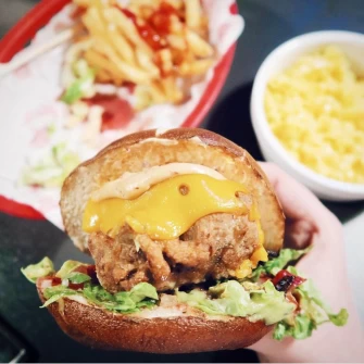 Burger At V Rev Vegan Diner In Manchester