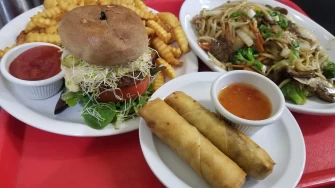 Sandwich Burger Spring Roll At Loving Cafe In Fort Wayne