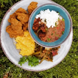 vegan blue plate At Dirty Lettuce In Portland