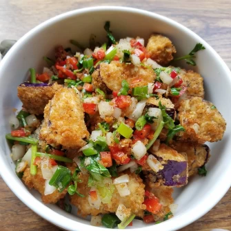 Salt & Pepper Eggplant At Spicy Moon - 6th St In New York City